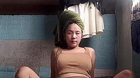 asian girl next door teases tight tits and body in see-through