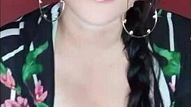 Colombian milf slut toys shaved pussy in first-time custom solo.