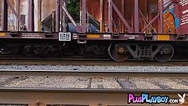 Sweet Blonde Milf Anna Katarina Strips Outdoor Exposing Natural Tits and Body