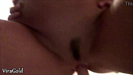 Skinny teen brunette gets quick toilet fuck ending in wet pussy creampie