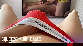 dude, this latina babe's trying so hard not to cum in jerk off challenge pov