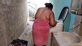 Stepmom Takes Massive FACIAL Cum From Stepson Backyard