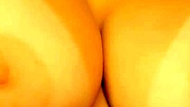 hey check this hot brunette teasing with extreme tittyfuck and buttplug