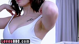 BBC Crushes Petite White Girl's Tight Pussy Ignoring Her Small Tits Challenge