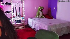 Hot latina natural tits tryna suck her own boobs so bad!