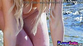 heidi michel rips clothes for big tits nude beach sunbath