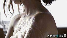 two stunning brunettes stripping naked 😍 sexy playboy models bare all 🔥