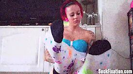 Sexy nylons wrapped tight around your cock for the ultimate footjob explosion