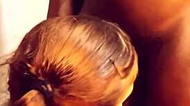 Redhead Mystic Ginger slurps sloppy chocolate-covered BBC blowjob