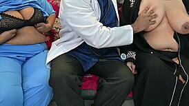 doctor, doesn't this patient's throbbing cock need your special hands-on treatment right now?