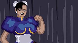 muscular bodybuilder dominates sexy brunette in street fight game