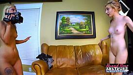 Petite Blonde Olyssia And Coed Bailey Deepthroat Shared Cock