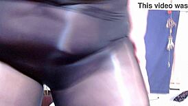 dawnskye1962's fat hairy mature spreads pantyhose beaver for cum on big natural tits