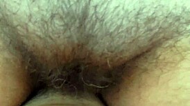 Hairy mature beaver rides cock with fat legs spread!