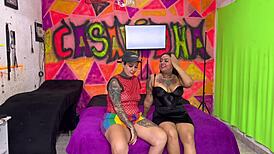 virgin lesbian sucks and fucks better than girls her busty friend renata gomes chokes on extreme cock