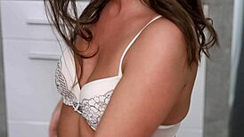 sam frost massages beautiful teen sam's shaved pussy till she squirts riding