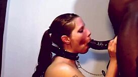 Redhead Mystic Ginger slurps sloppy chocolate-covered BBC blowjob