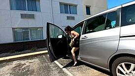 milf's staged skirt rip flashes big ass to public crowd