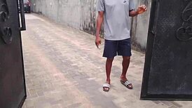 Homemade backstage amateurs tease monster big black cock outside uncompleted building