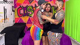 virgin lesbian sucks and fucks better than girls her busty friend renata gomes chokes on extreme cock