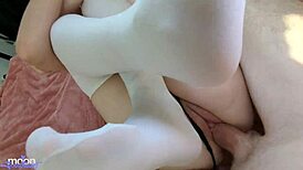 my friend's sexy redhead wife in stockings begs for hard doggystyle pounding