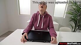 soccermom milf deepthroats son's cock then swallows every drop!