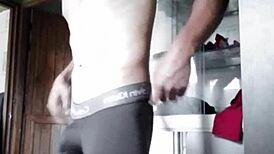 primo strokes his thick cock hard then laps up all his sticky cum