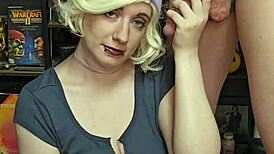 Huge Cumshot Drowns Saggy 38F Tits and Face