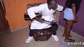 guitar player bends horny 18-year-old ebony over for public big black cock doggystyle