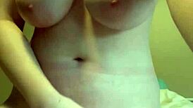 18yo amateur stuffs panties till she shakes with huge pale tits