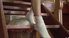 smoking ebony brookliyn wren strips to show shaved pussy and huge natural tits