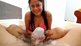 Latina Wife Jerks Cock with Shoes to Explosive Creampie Finish