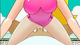 peach bikini babe rides cowgirl in pov swimsuit action