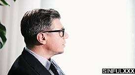 karina king from hr sneaks dirty office fuck with george uhl deepthroating his cock doggystyle