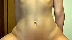 front view as amateur girlfriend rides cowgirl perfect tits bouncing