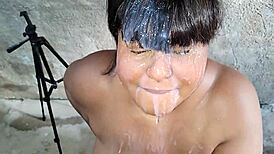 Stepmom Takes Massive FACIAL Cum From Stepson Backyard