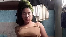 asian girl next door teases tight tits and body in see-through