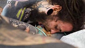 whoa this heavily tattooed slut takes intense anal assfucking doggystyle bent over sloppy atm 😈🍑