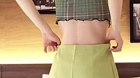 Beautiful Japanese Girl in Navel-Baring Outfit