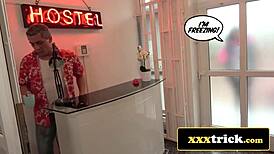 Brazilian Babe and French Hottie Double Team Creepy Landlord's Monster Cock!