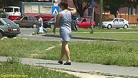 Redhead BBW Milf's Outdoor Public Peeing Fetish Exposed