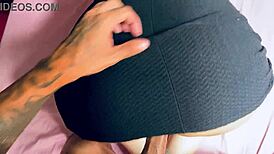 Amateur Doggystyle Cum on Huge Ass Dress