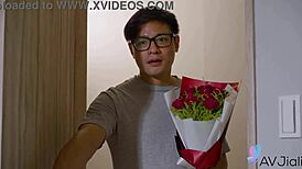 Cheating Asian Stacy Bent Over for Close-Up Doggystyle Pounding