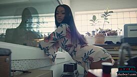 big booty ebony model harley dean strips lingerie and shakes ripped clothes off her fat ass