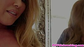 close-up asian milf sucks cock then swallows cum pov
