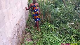 Two thick cocks tease big ass wife into backyard sex