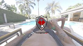 Juh Jackson Teases Rips Clothes Rides Cock Poolside Doggystyle Cowgirl Missionary