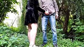 Chubby milf mother-in-law bent over doggystyle fucked by monster cock outdoors park public kinky