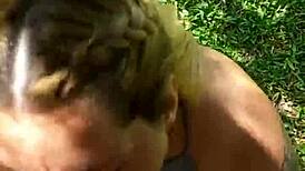 Blonde homemade amateurs big natural tits outdoor blowjob sucking papi lechita besitos