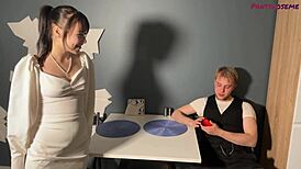 hey sara, player calls and pounds you in tan pantyhose